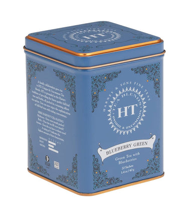 Harney & Sons Blueberry Green Tea Tin Can - Caffeinated and, Great Present Idea - 20 Sachets, 1.4 Ounces